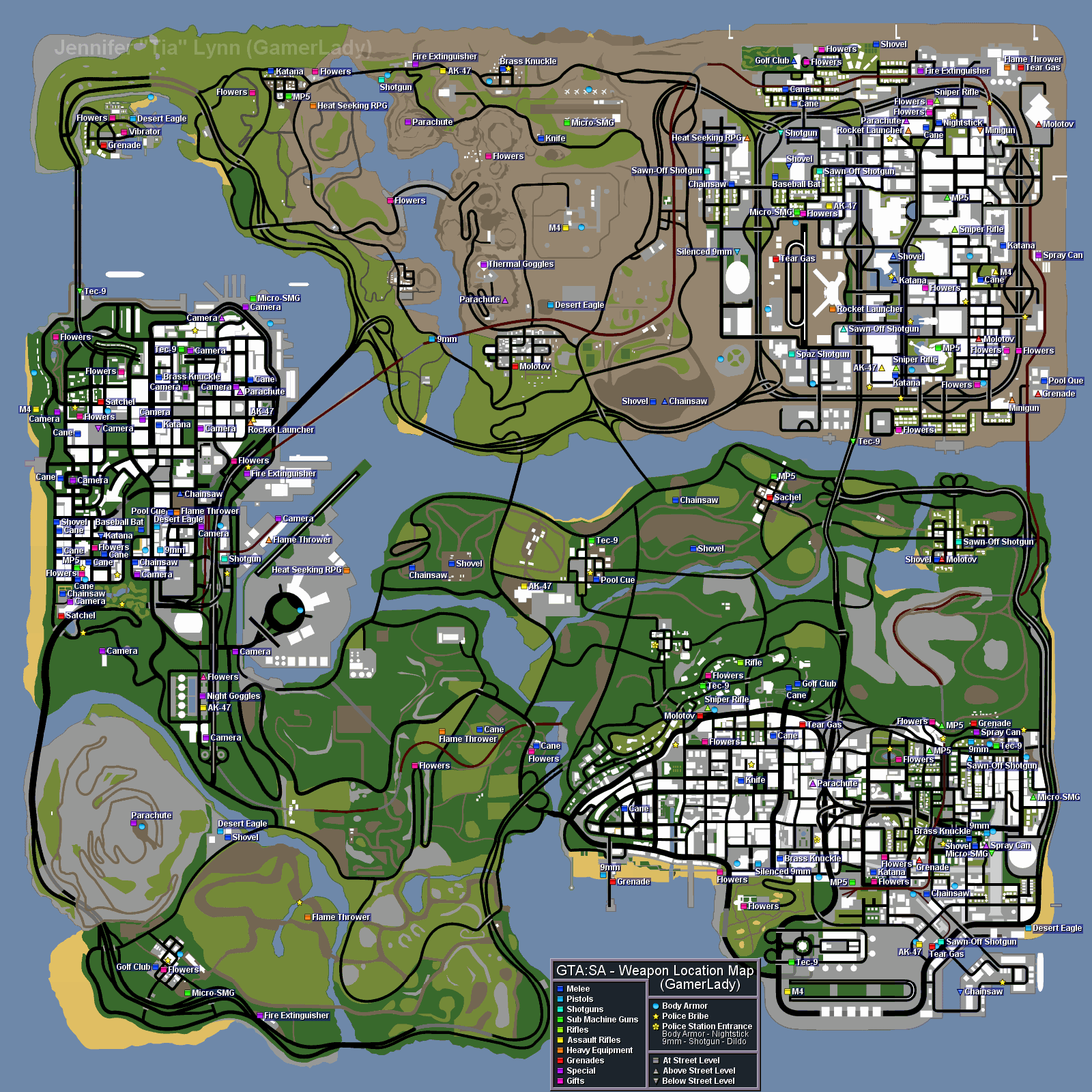 Grand Theft Auto: San Andreas - Useful Maps & Locations - WEAPONS LOCATIONS - AB9A9B5
