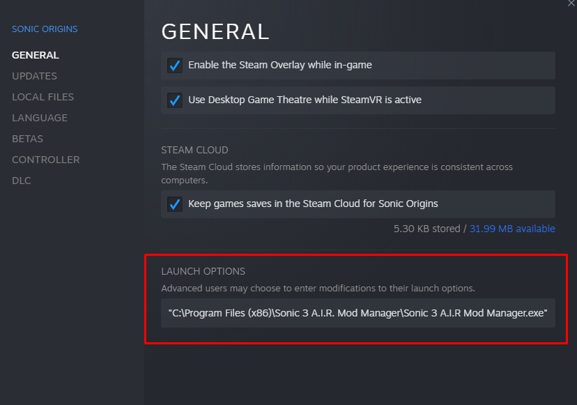 Sonic Origins - Launch Option Command to Improve Gameplay - STEP 4 - 5E508CC