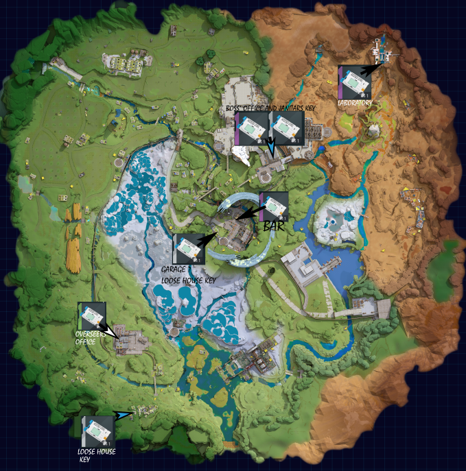 The Cycle: Frontier - Use of All Keys Map Location Tips - Keys on Crescent Falls (Hard Map) - B205060