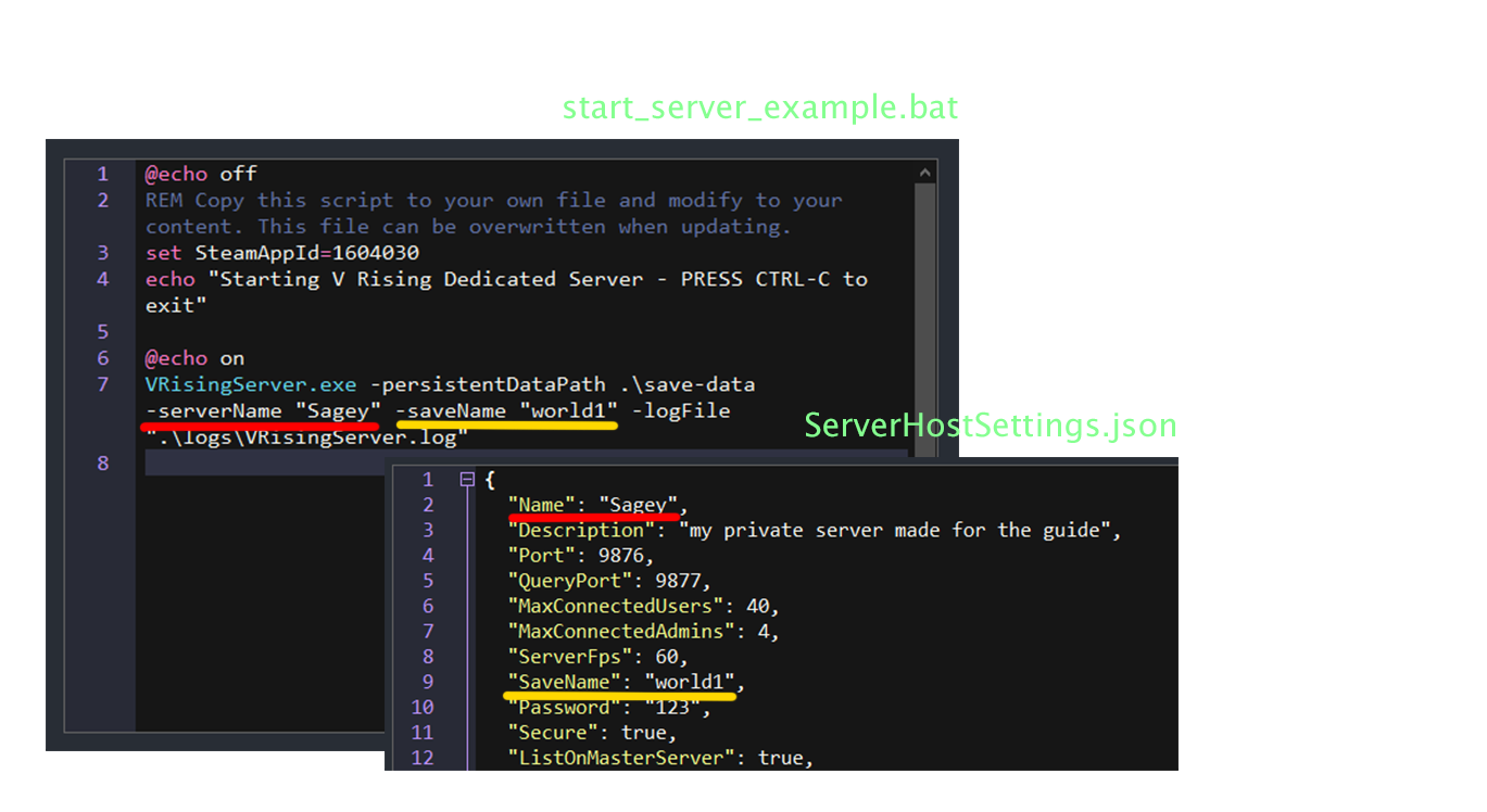 V Rising - How to Make Custom/Dedicated Server Setup - -- start_server_example.bat - C97E7DD