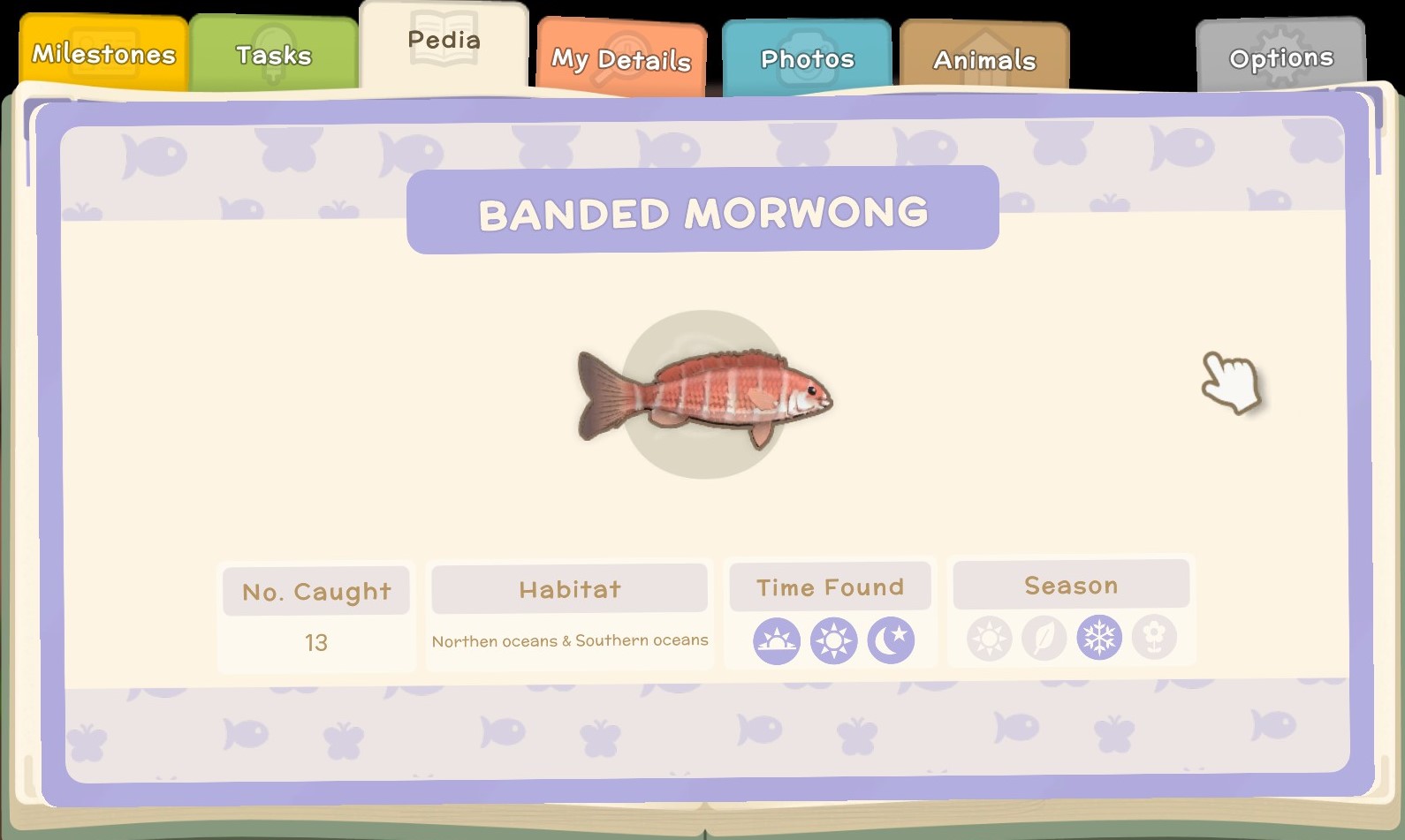Dinkum - List of all the fish in the game - Pedia Fish - 4D40C3C