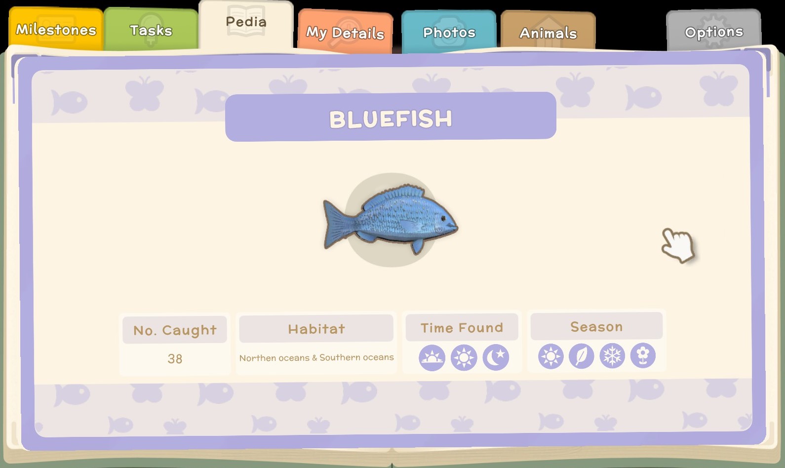 Dinkum - List of all the fish in the game - Pedia Fish - CB7140A