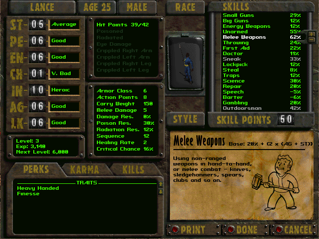 Fallout 2 - How to get 150 Percent Melee Weapons right at the start of Klamath - Arroyo - 510FC49