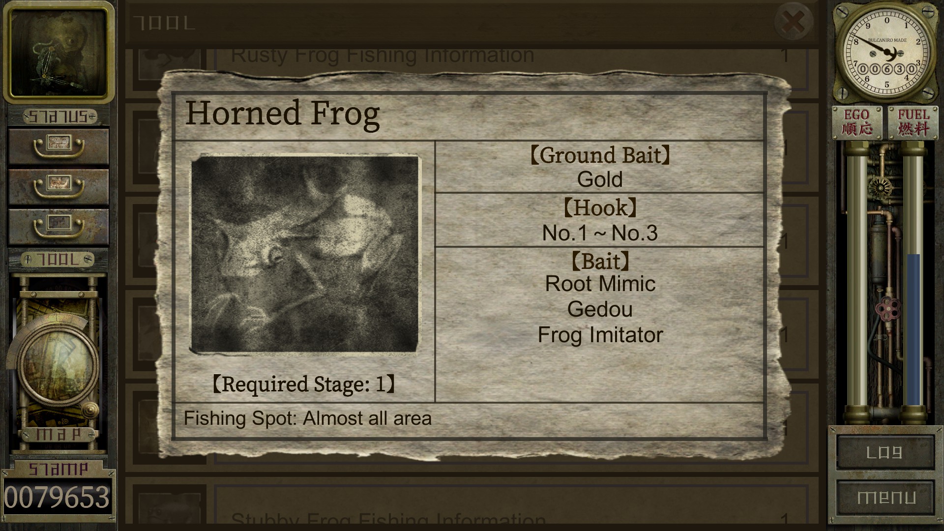 Garage: Bad Dream Adventure - Fishing Guide - WIP - Frog Info Papers - 081B007