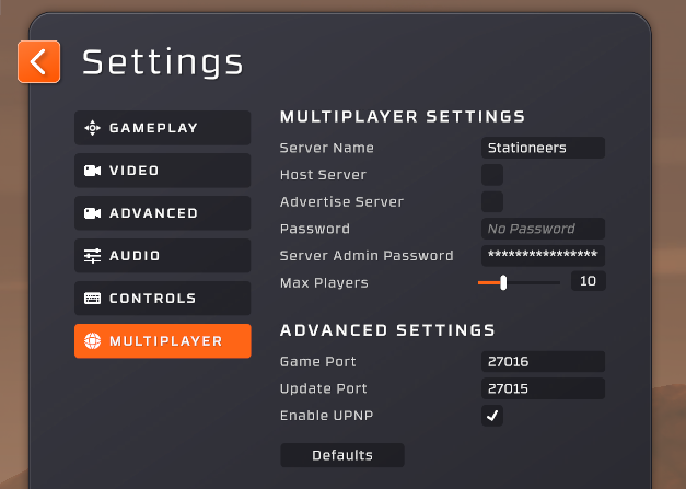Stationeers - How to set up a game to play with friends guide - Enabling UPNP - A810744