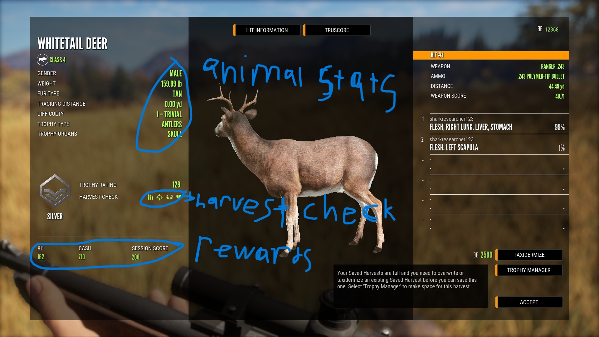 theHunter: Call of the Wild™ - Gameplay Basics - Full Guide - Harvest screen. - 3454320
