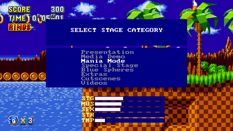 Sonic Mania - Developer Menu Unlocked - We save Settings.ini and close it. To check, we launch the game. - 4025A82
