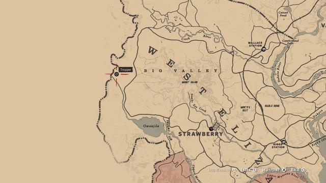 Red Dead Redemption 2 - Hunting & Fishing - Trapper locations - F0EF1AC