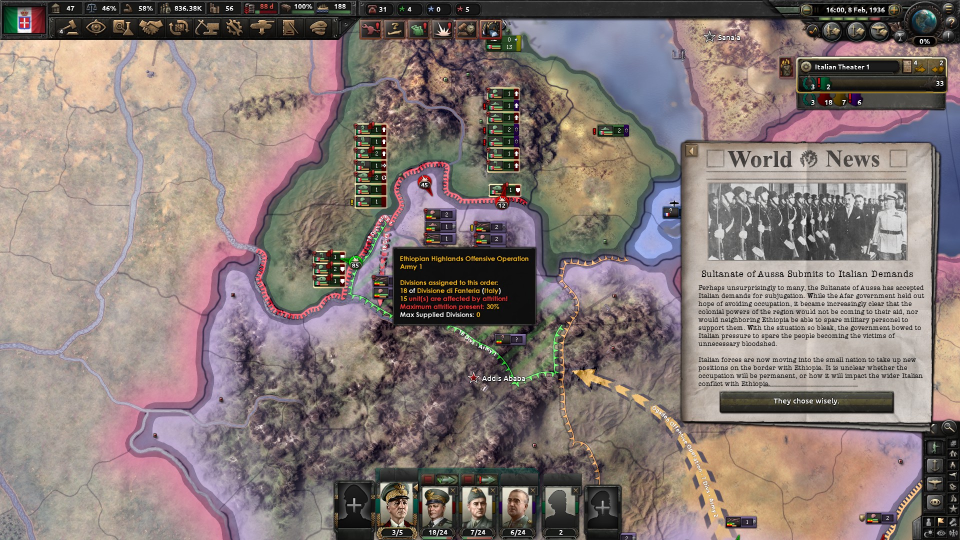 Hearts of Iron IV - How to defeat Ethiopia - Start of the offensive and annexation of Aussa: - A9725A2