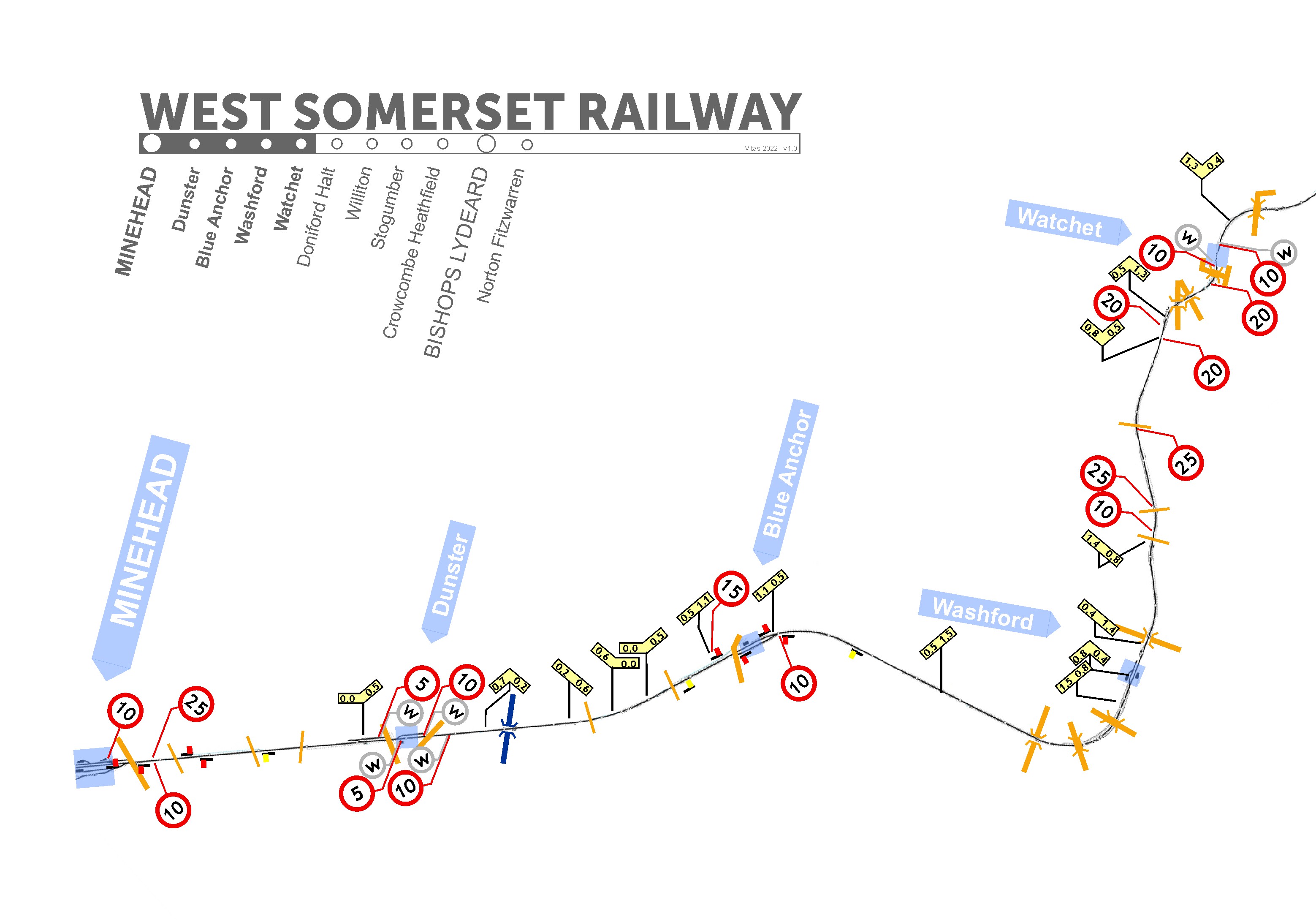 Train Sim World® 2 - Map of the West Somerset Railway Route - Minehead - Watchet - 012F54D