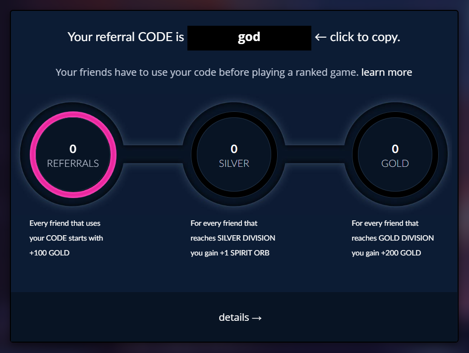Duelyst II - How to get 100 free gold - Referral infographic from the game - 2C82544