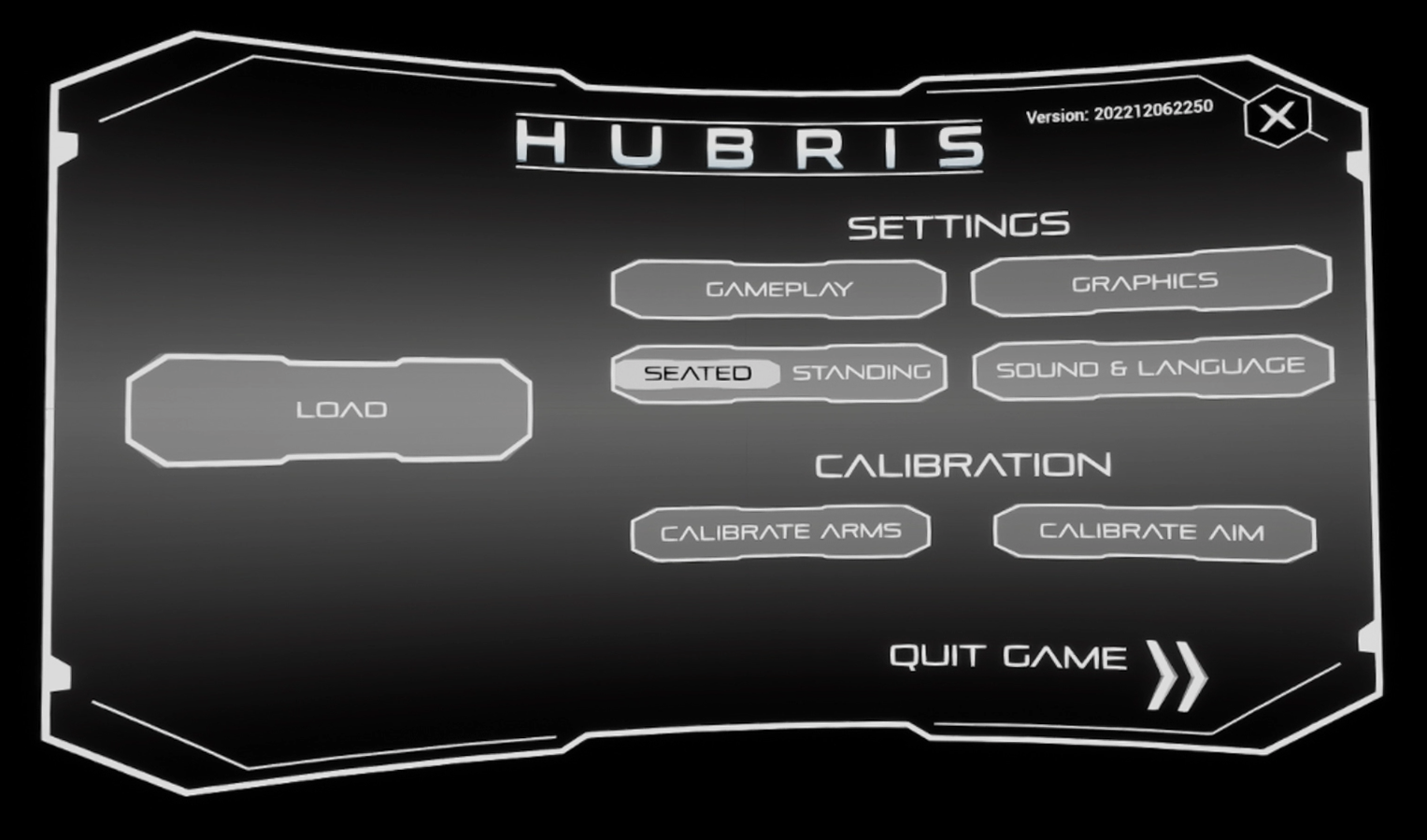 Hubris - Menu Options & Controls Guide - The Main menu - 65B352F