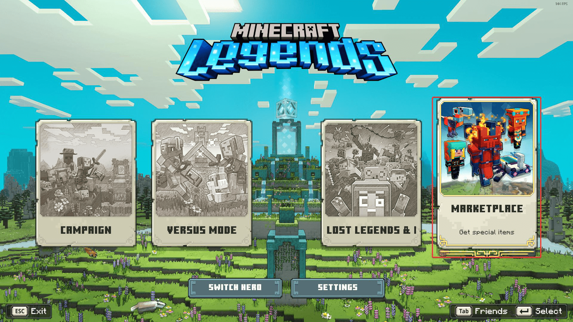 Minecraft Legends - Guide how to redeem the Deluxe Edition DLC - 1. In the Main Menu, head to the Marketplace - 73C3DA7