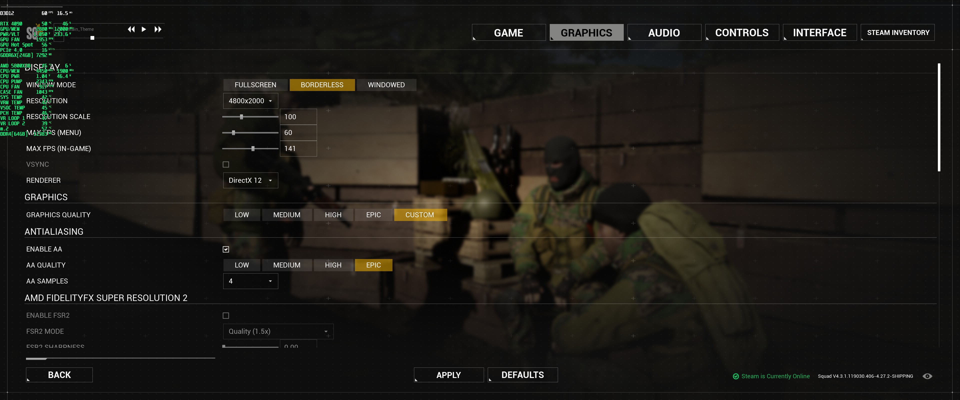 Squad - How to fix the 2 fps main menu bug - Proof (60fps menu screenshot) - 021C650