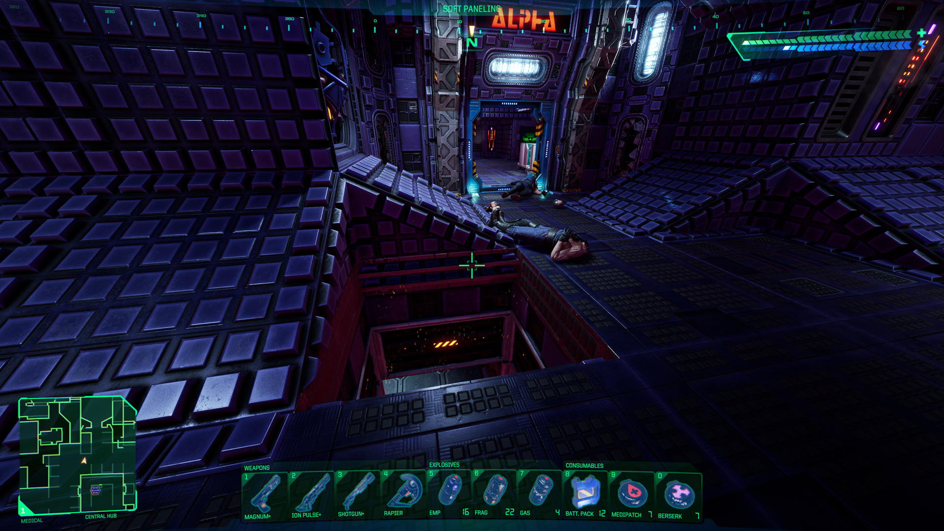 System Shock - Guide to all hidden doors in game - L1 - Medical - 751770B
