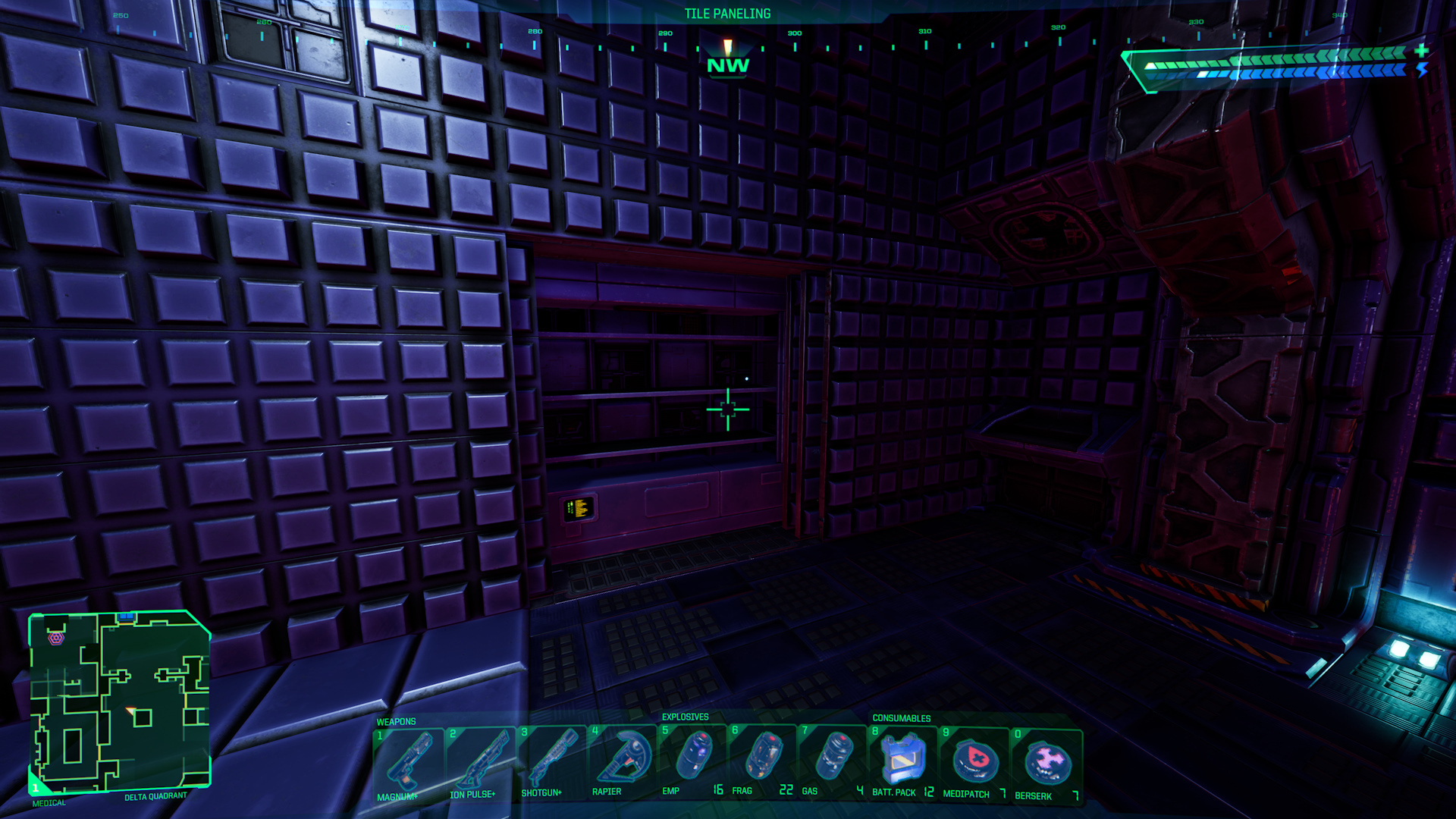 System Shock - Guide to all hidden doors in game - L1 - Medical - A6929D4