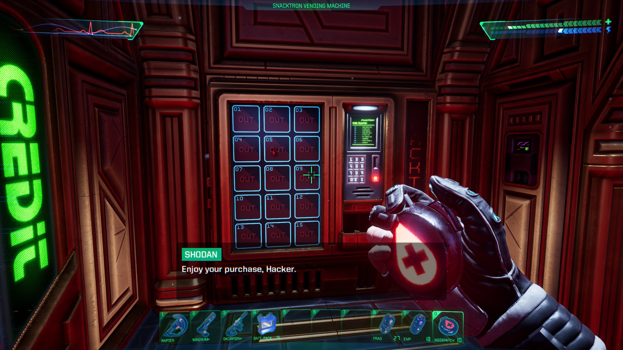 System Shock - Where to find the vending machine with the grenade - Where to find the vending machine with the grenade - 5DF4CAB