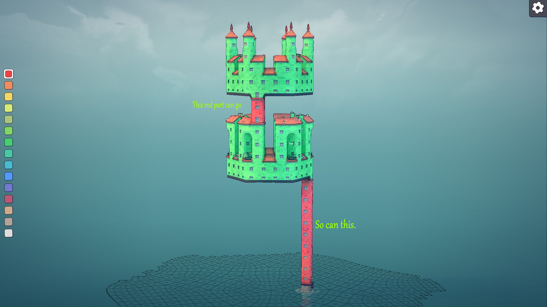 Townscaper - How to make floating fortresses - Step 3: Finishing touches - DDDE17B