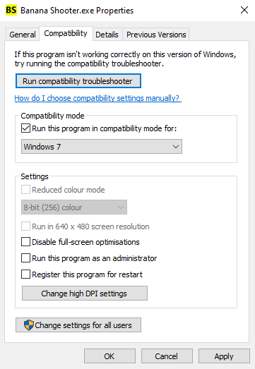 Banana Shooter - Enabling Windows 7 Compatibility Guide - Enabling Windows 7 compatibility - 06E17A8