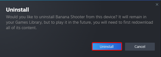 Banana Shooter - How to fix game launch error bug - 2nd method: Reinstall the game - 9650844