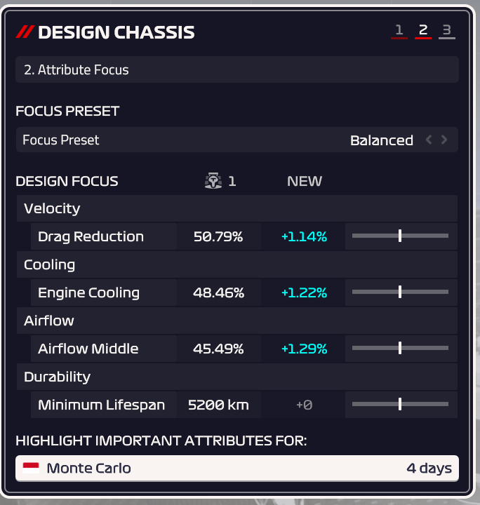 F1® Manager 2023 - All Chapter Design and Research Mechanics - Chapter 4: Focus Sliders and Design - 355467B